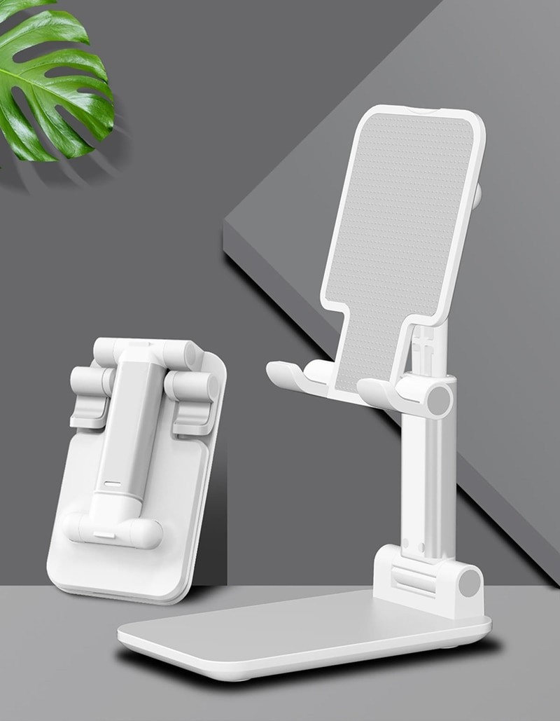 accesorios para electronica - Soporte de teléfono de metal ajustable y plegable para escritorio 4