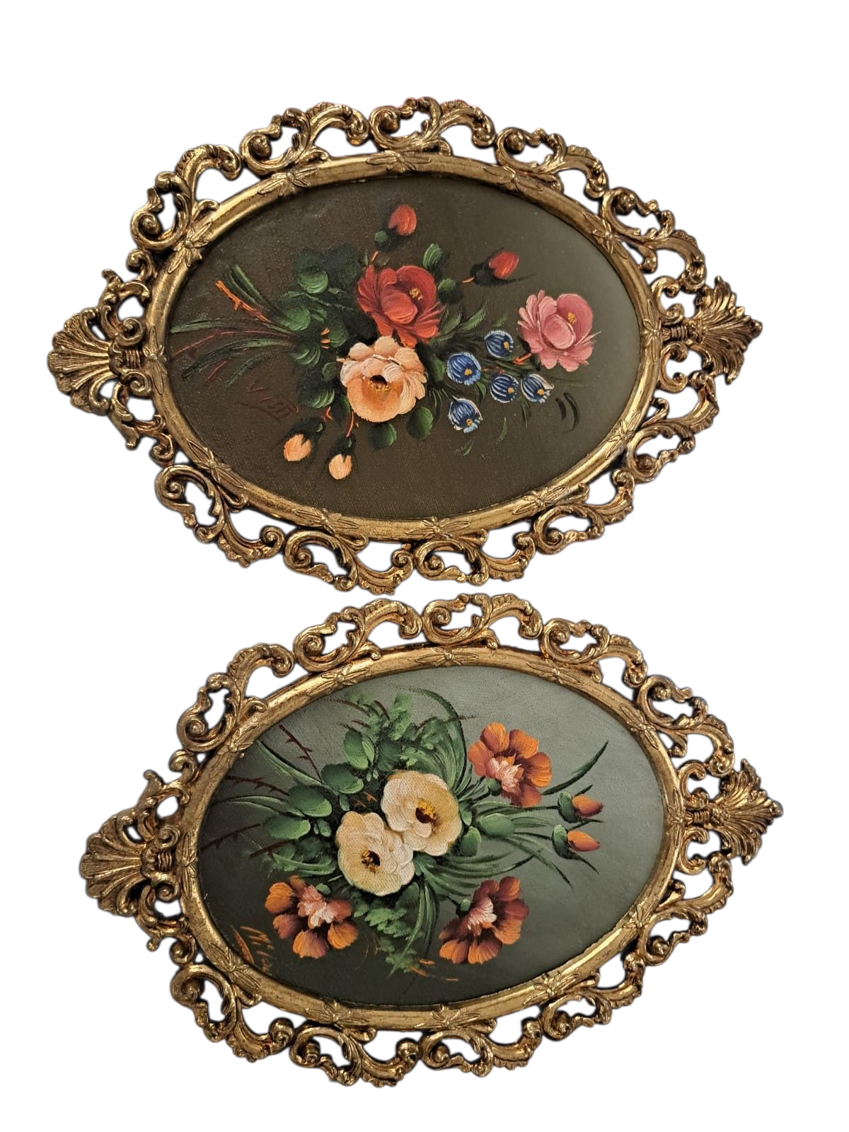 arte y antigüedades - PAREJA DE MEDALLONES DE PARED  DE PINTAD A MANO. 0