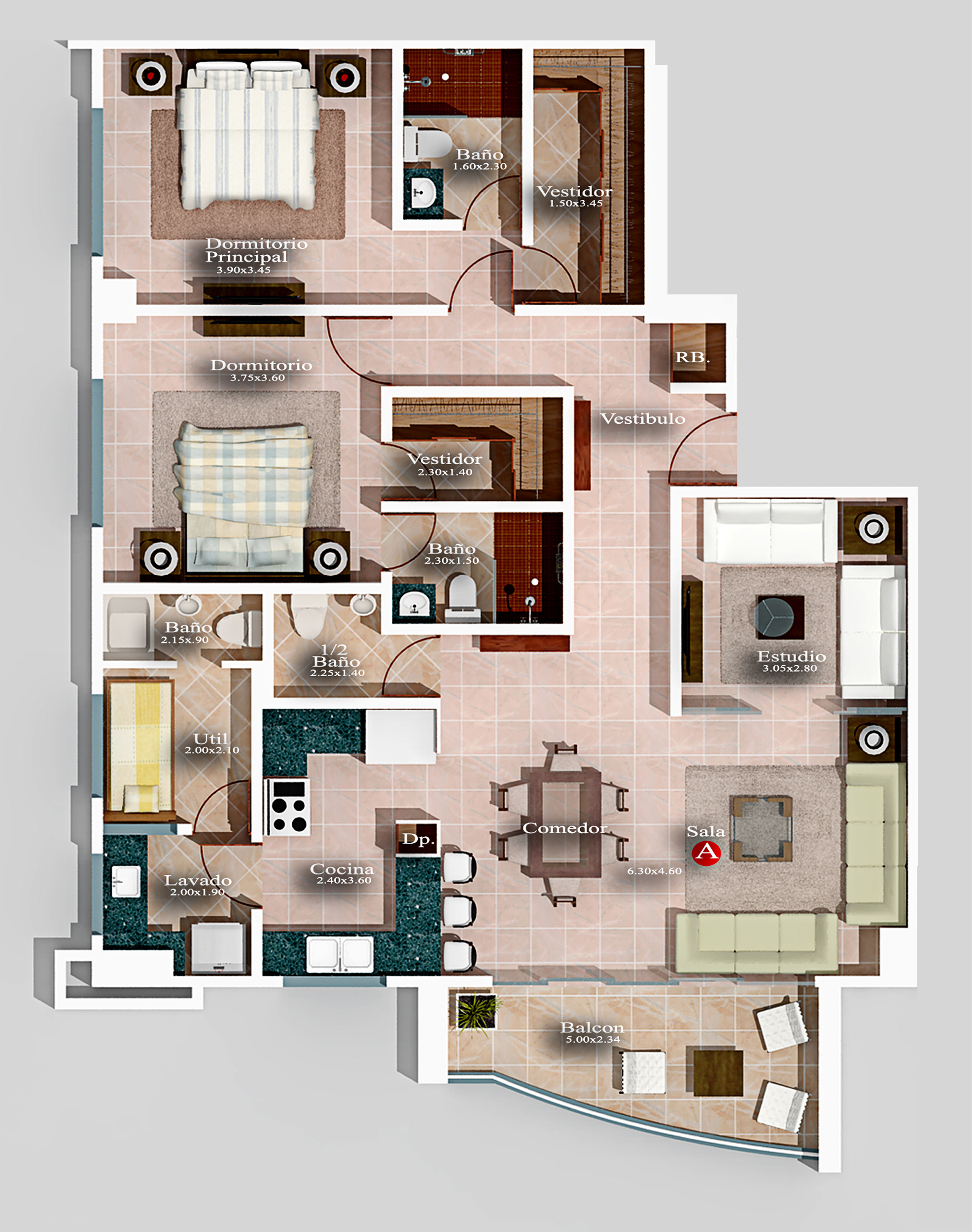 apartamentos - Apartamento en Naco 2 habitaciones mas estudio  1