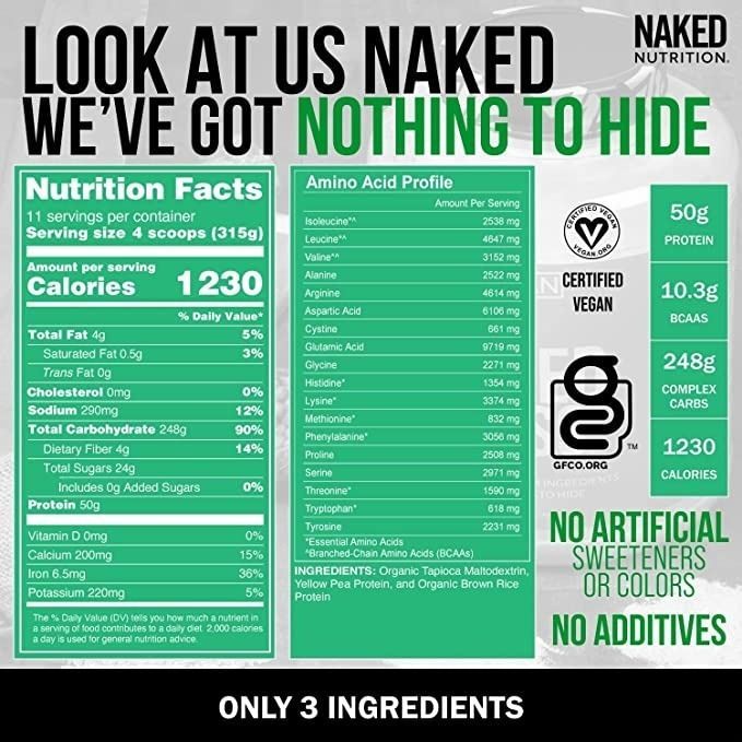 Salud y Equipamiento Médico - Proteina Vegana Naked Mass 8lb 1