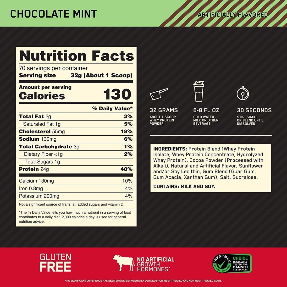 Salud y Equipamiento Médico - Proteina Whey Menta 5 Lb Optimun 1