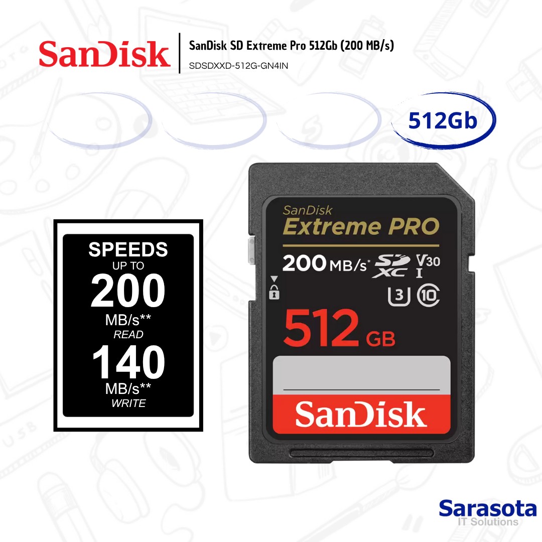 accesorios para electronica - SanDisk SD Extreme Pro 512Gb 200 MB/s