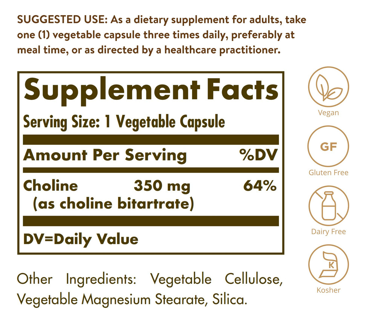 Salud y Equipamiento Médico - Solgar Colina 350 Mg 100 Capsulas Apoya La Funcion Cerebral 1
