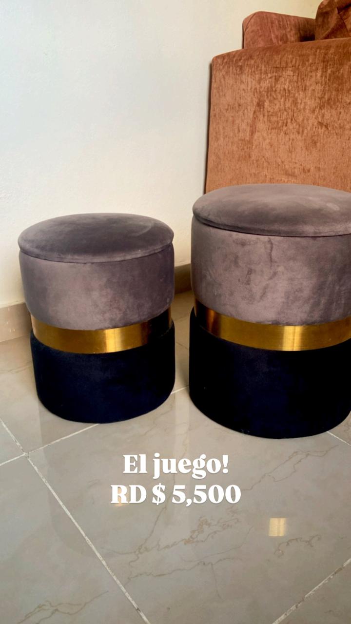 muebles y colchones - OTOMAN REDONDOS DE ILUMEL - MUEBLES ((JUEGO DE 2))
