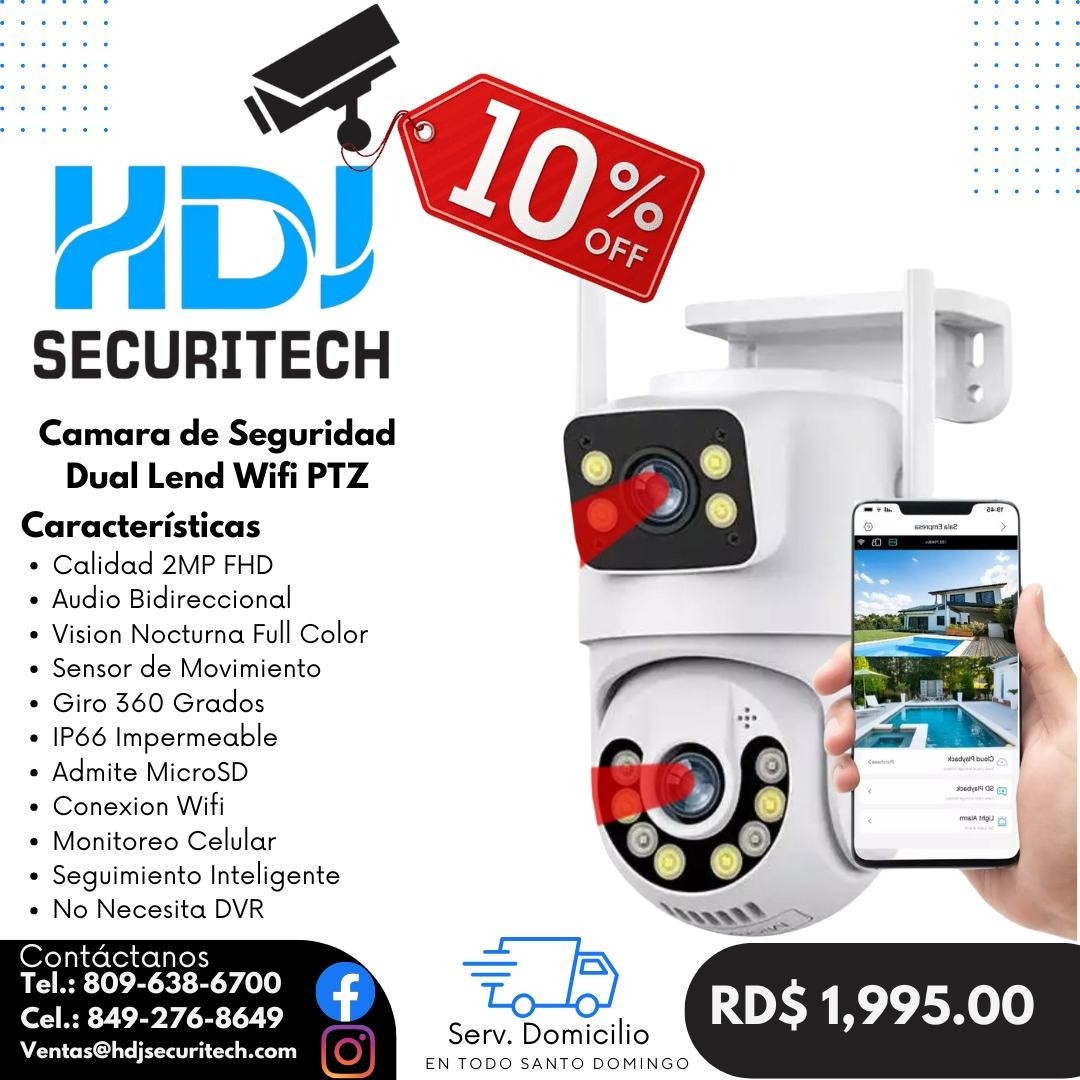 camaras y audio - Cámara de Seguridad Doble Lente Wifi Full HD 2MP 0