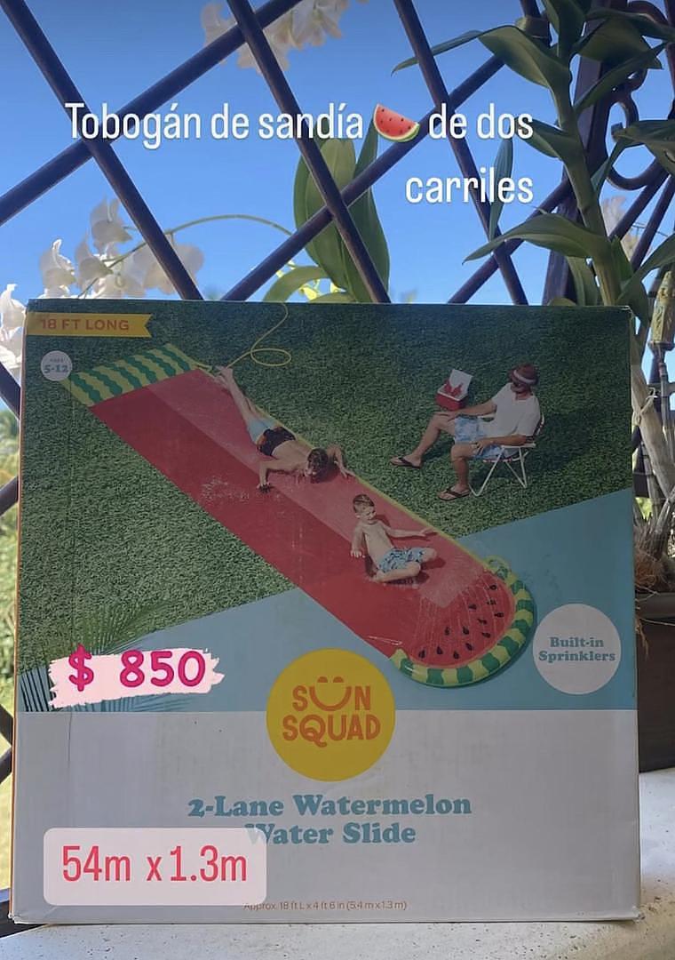 juguetes - Tobogán de Sandía de dos carriles - Inflable - Nuevo en su caja - 18 pies  4