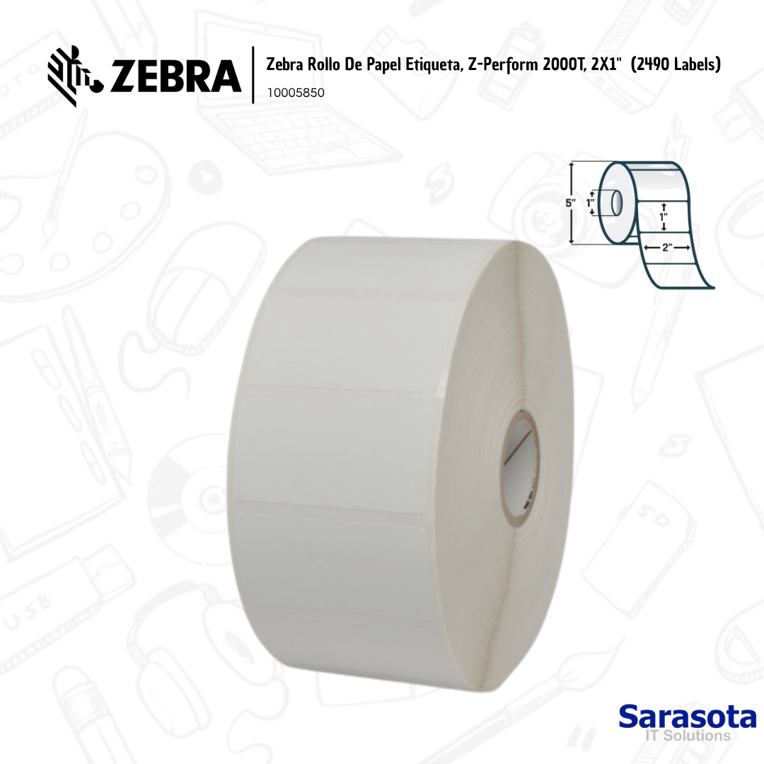 accesorios para electronica - Zebra Rollo De Papel Etiqueta, 2X1 2490 labels 0