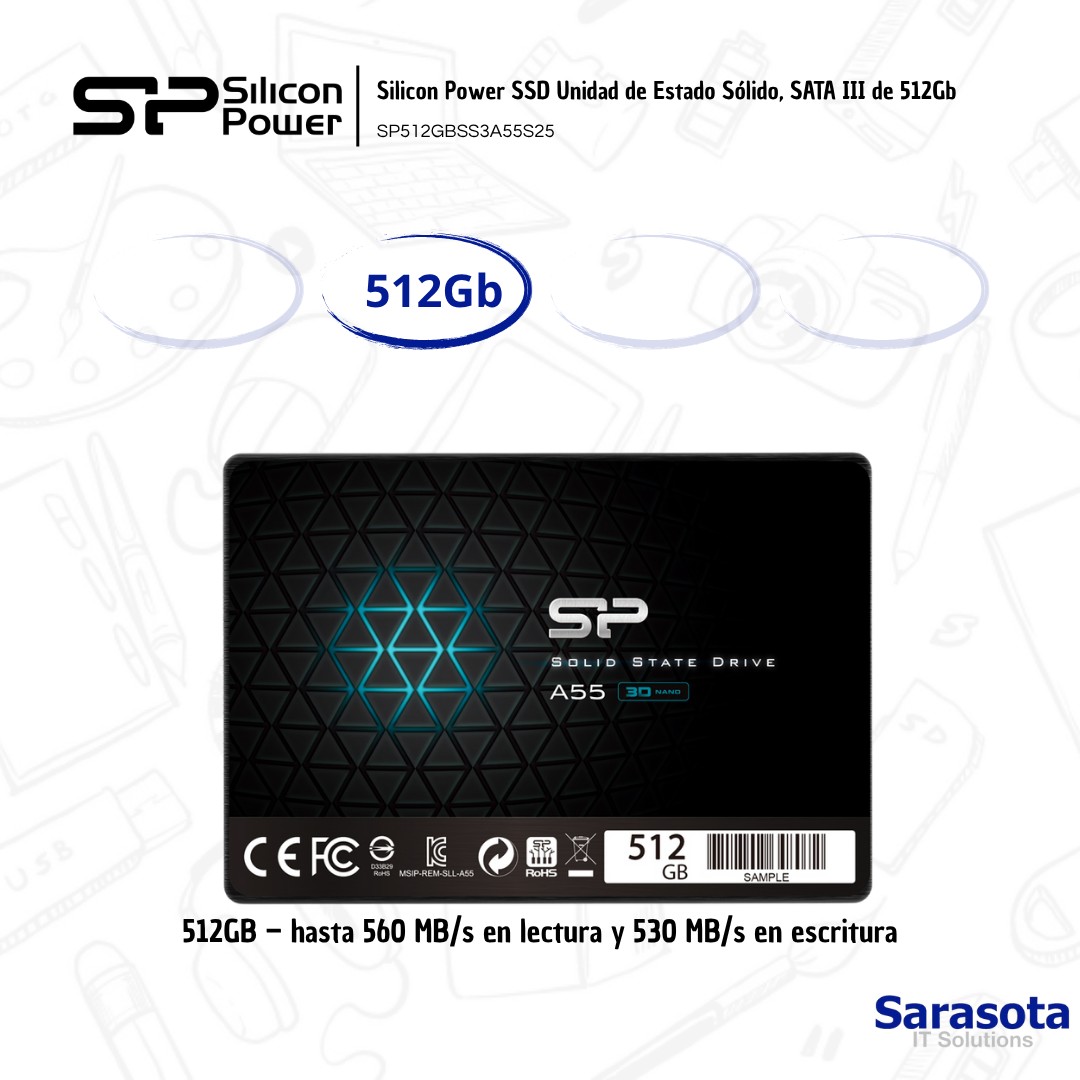 accesorios para electronica - SSD 512Gb Disco Estado Sólido marca Silicon Power 1