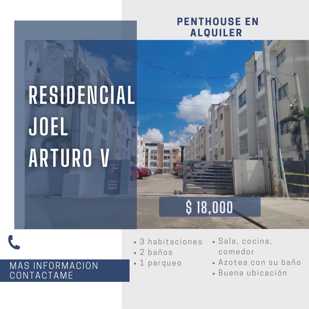 apartamentos - Se alquila penthouse en Residencial Joel Arturo V Licey al medio