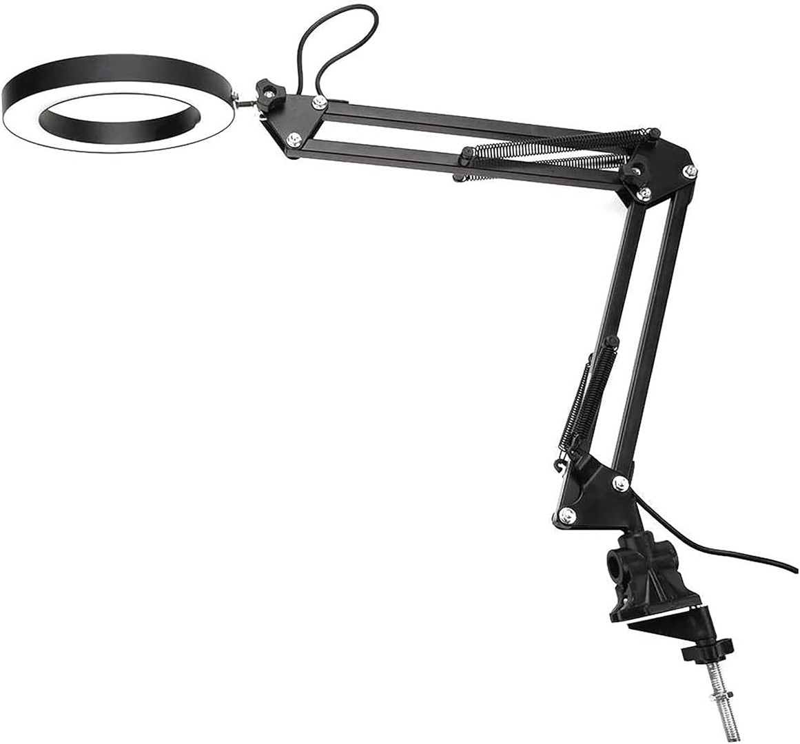 accesorios para electronica - Lámpara de escritorio con base y clip, regulable flexible de bajo consumo 6